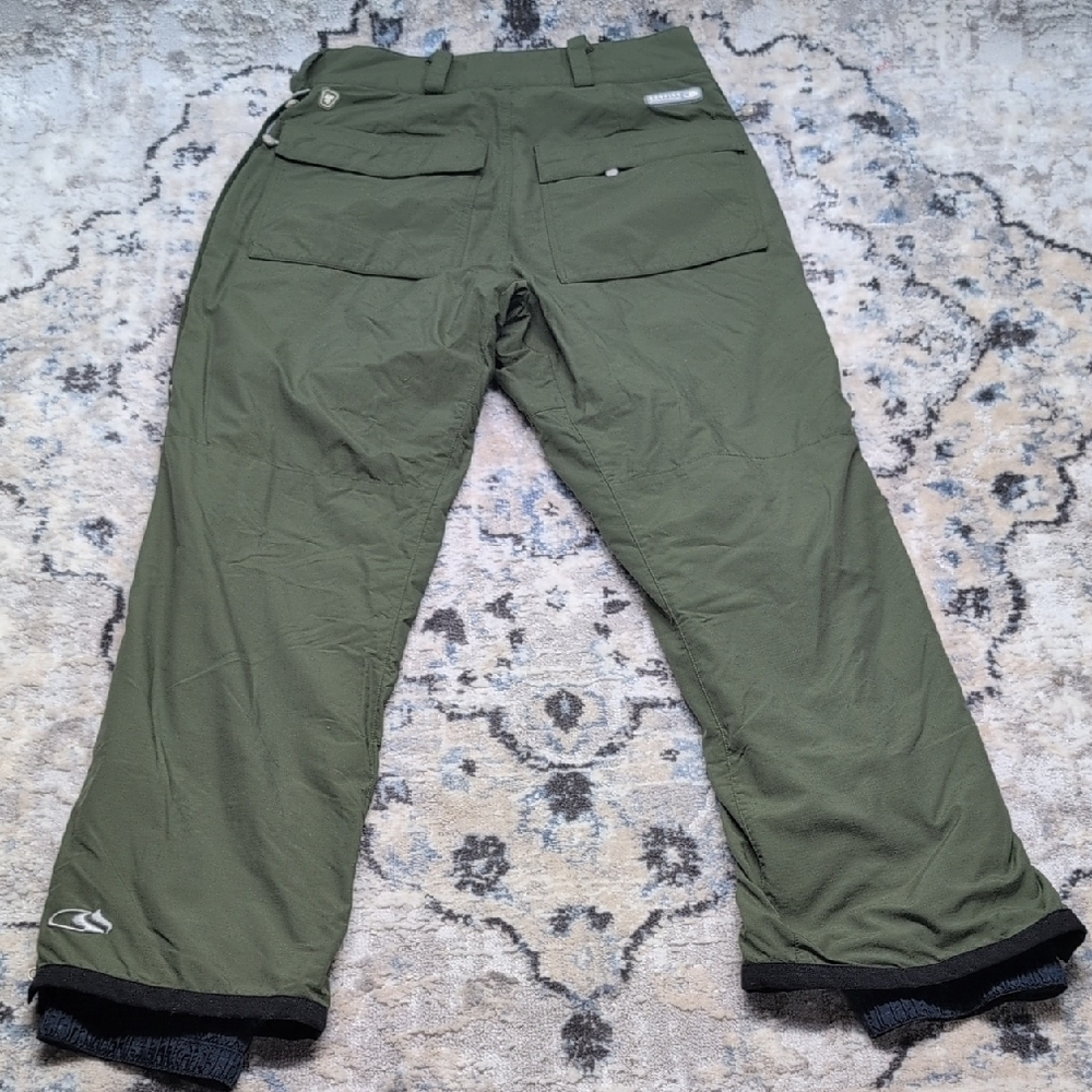 Bonfire Snowboarding Insulated Cargo Snow Pants Men’s M Olive Green Nylon - Picture 8 of 10